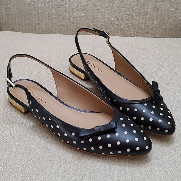 Talbot's Edison Slingback Bow Flats - Dot Print - Picture 2 of 13